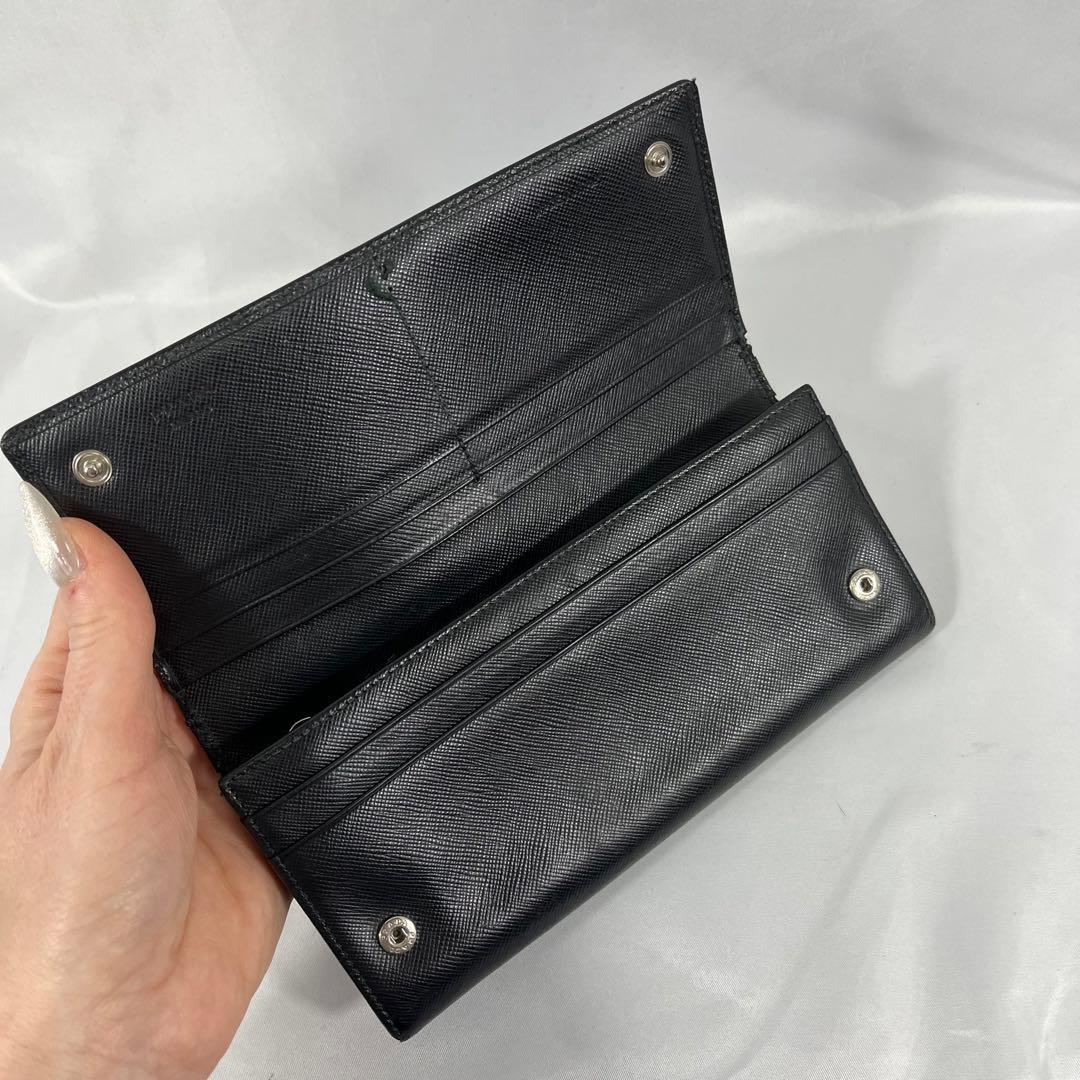 PRADA プラダ　サフィアーノレザー長財布　三角ロゴ　ブラック