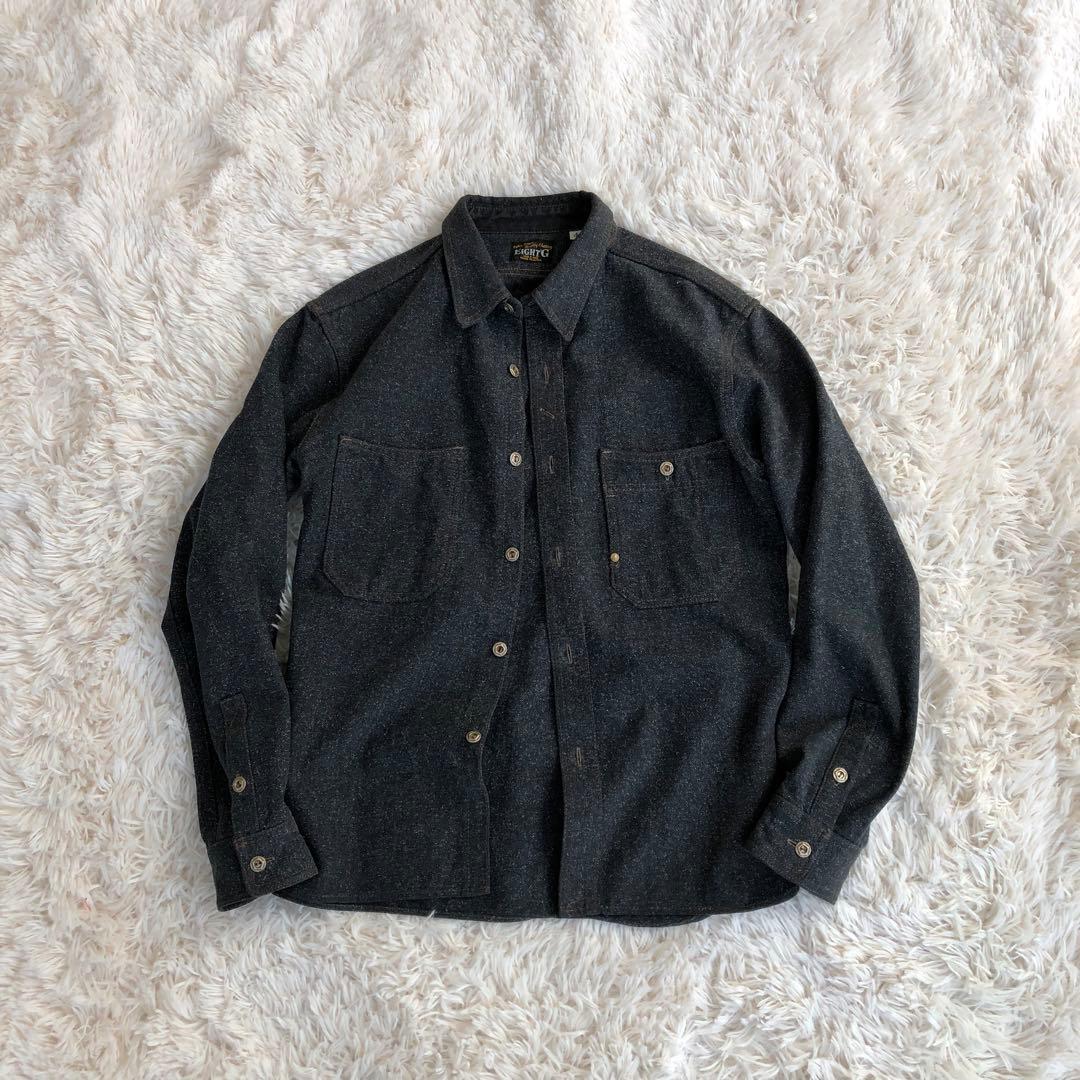 Eight g エイトジー　デニムシャツ　40　ブラック　ブルー