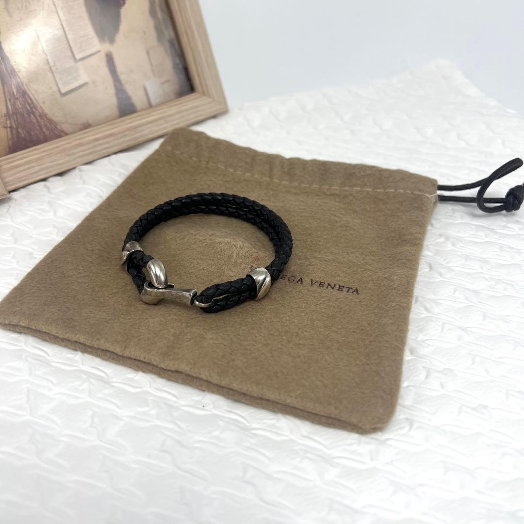 ✨極美品✨ボッテガ・ヴェネタ イントレチャート　レザーブレスレット　SV925