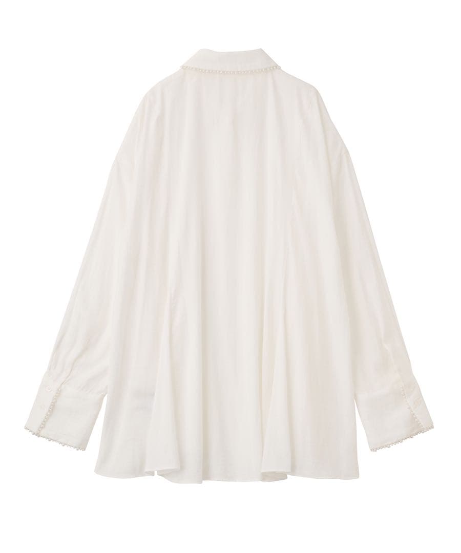 新品タグ付き ココディール パールモチーフペプラムシャツ ホワイト 25AW