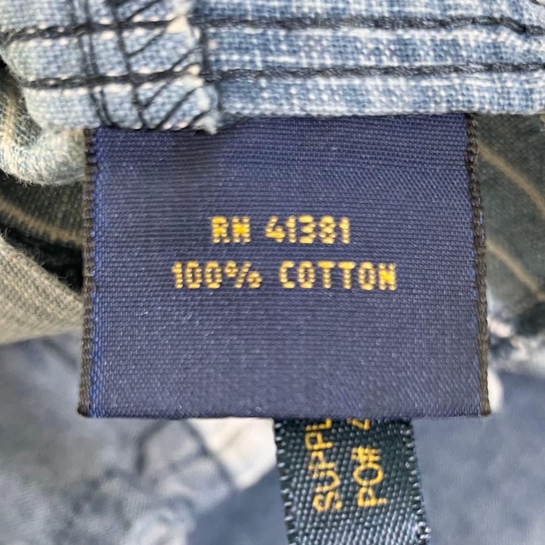 【美品】ラルフローレン　パッチワークシャツ・デニムシャツ・インディゴ・ネイティブ