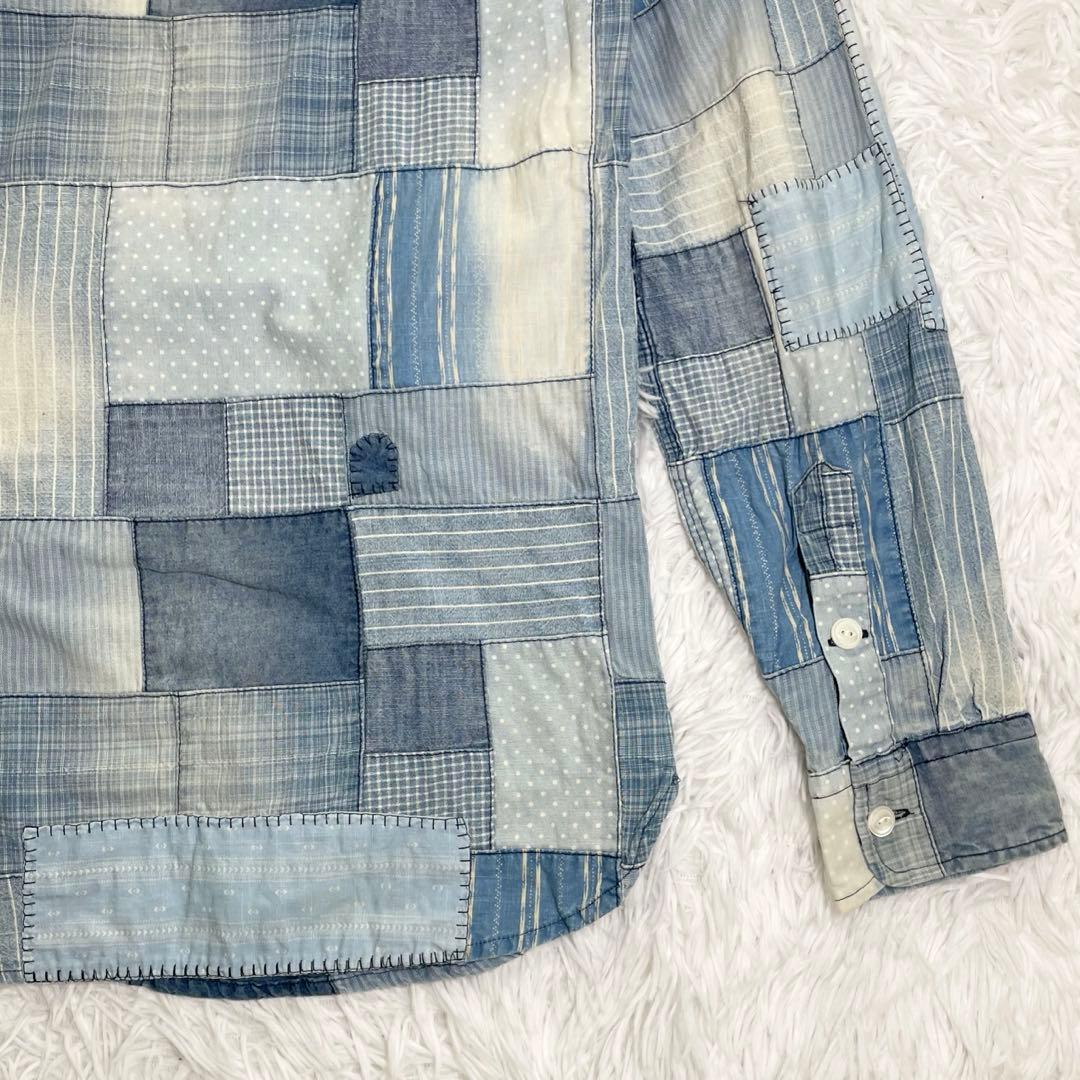 【美品】ラルフローレン　パッチワークシャツ・デニムシャツ・インディゴ・ネイティブ