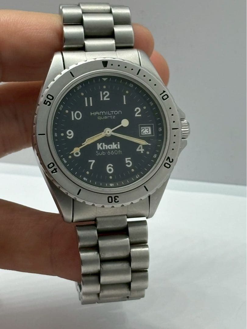 ハミルトン 腕時計　カーキ サブ クオーツ ブラック文字盤 ミリタリー