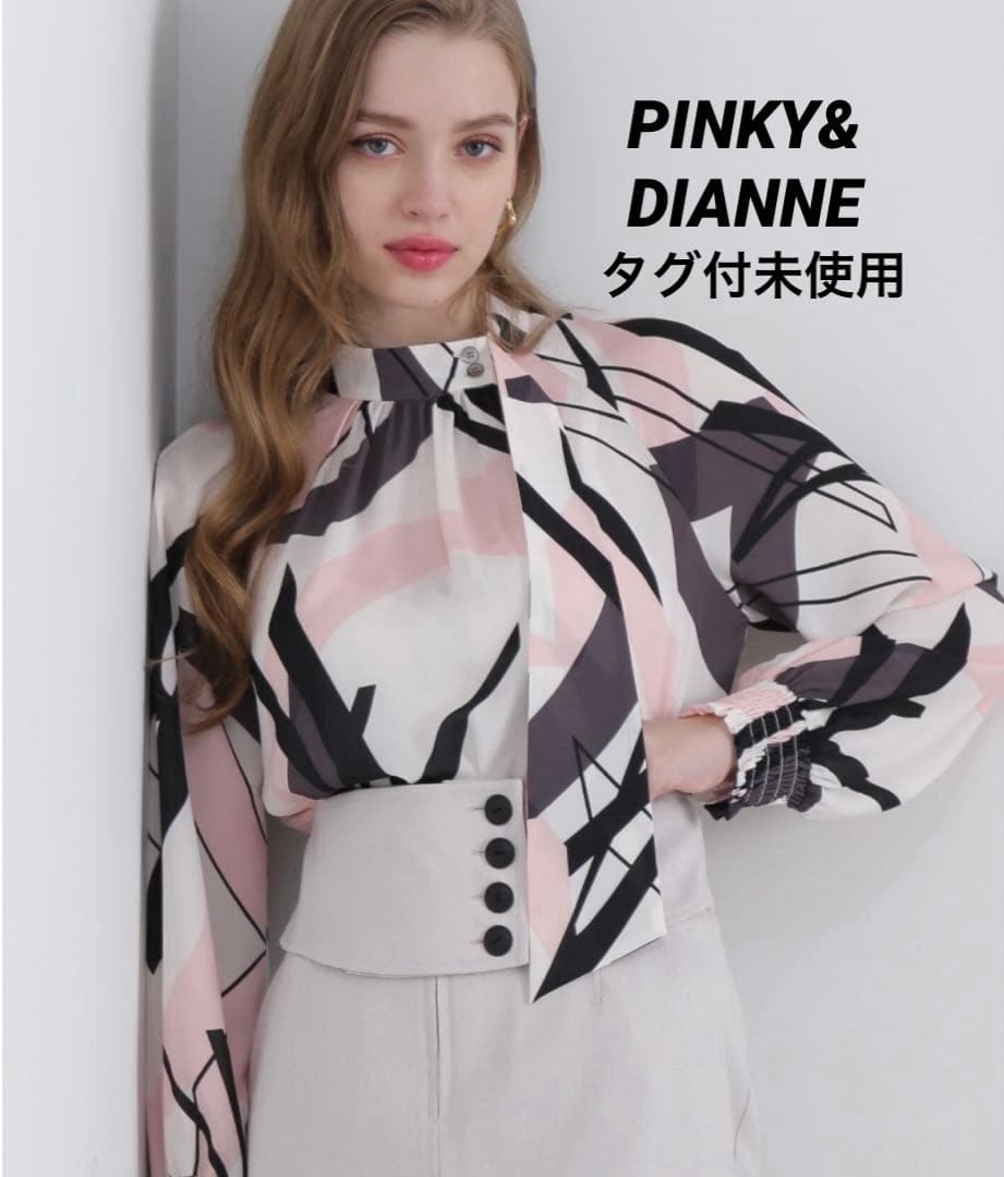 タグ付未使用 ジオメトリックアートプリントブラウス PINKY&DIANNE
