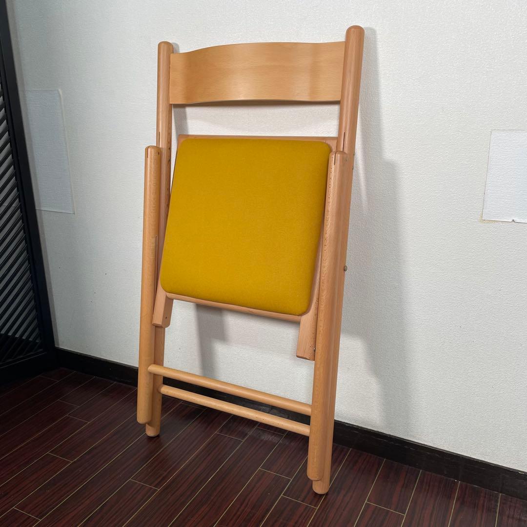 座面張替え済♪ 廃盤人気商品 無印 フォールディングチェア 折り畳みチェア 北欧