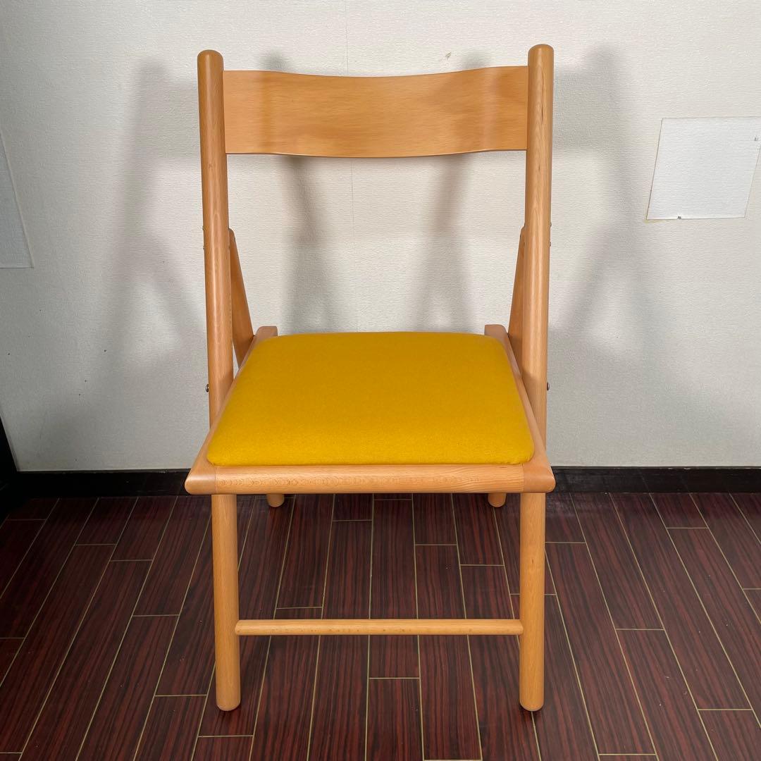 座面張替え済♪ 廃盤人気商品 無印 フォールディングチェア 折り畳みチェア 北欧