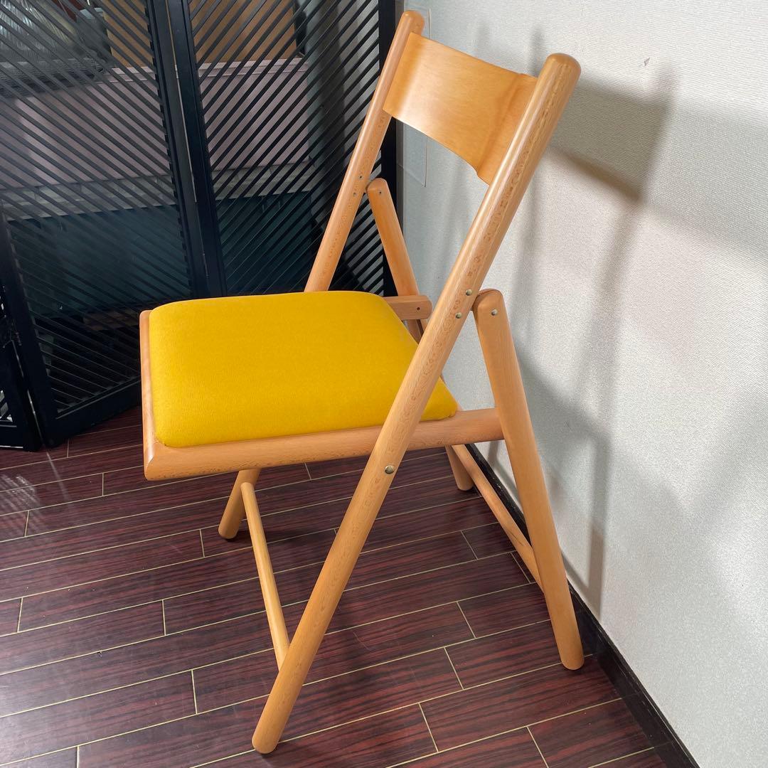 座面張替え済♪ 廃盤人気商品 無印 フォールディングチェア 折り畳みチェア 北欧