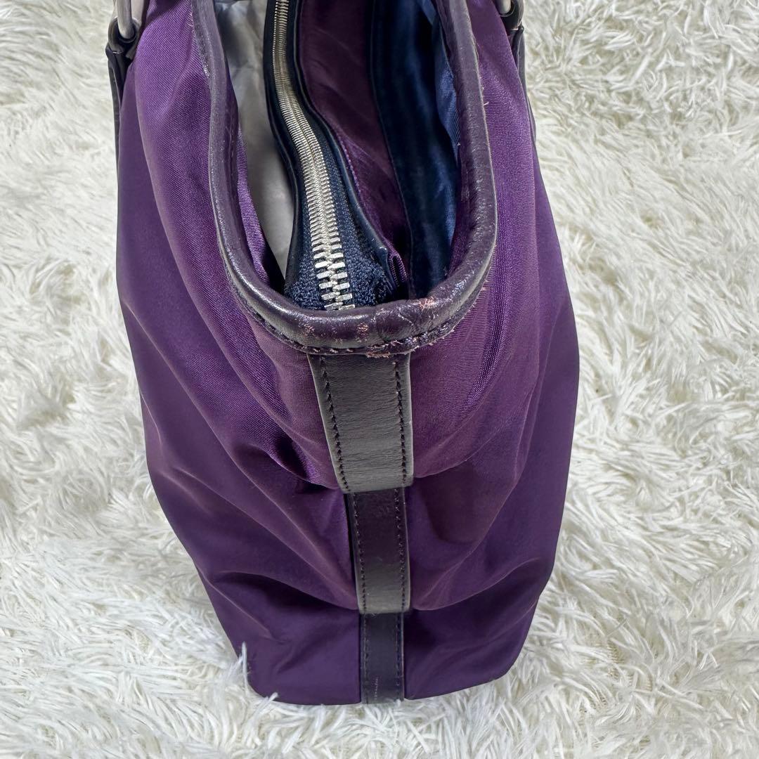 ポールスミス ビジネス トートバッグ パープル ナイロン レザー ロゴ