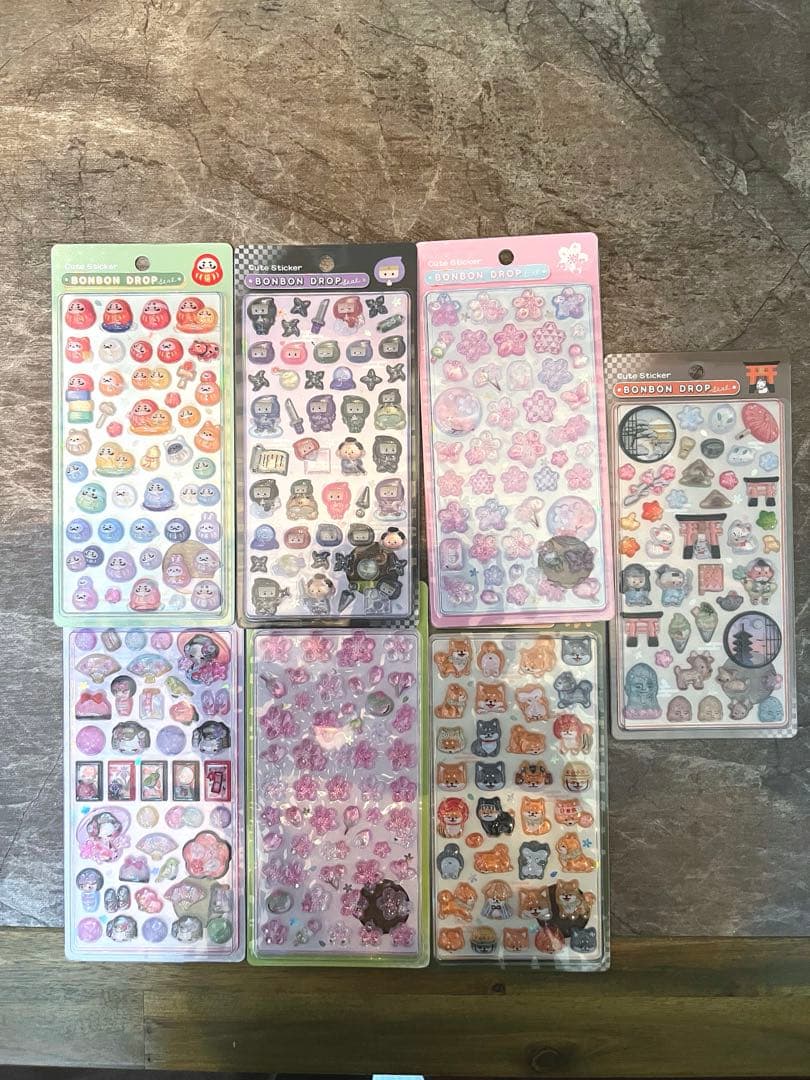 【正規品】ボンボンドロップシール 和柄　7種セット
