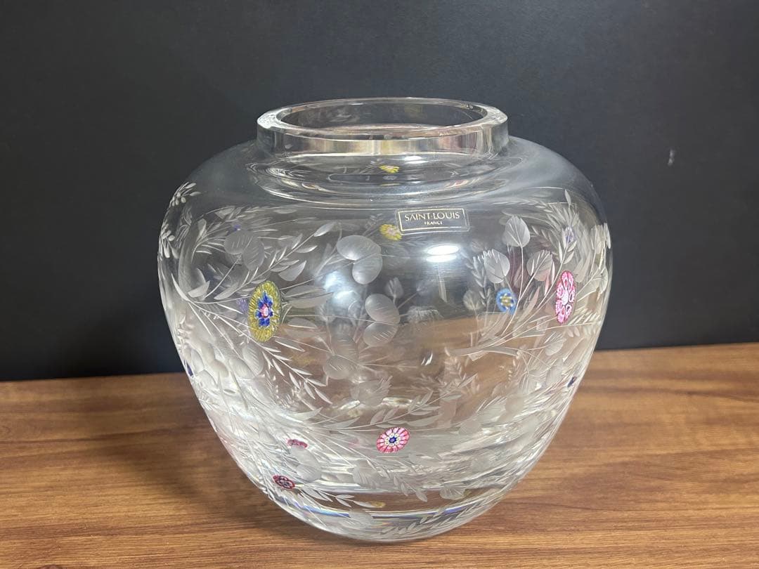 サンルイ 高級シリーズ ボッティチェリ ミルフィオリ グラヴィールカット 花瓶