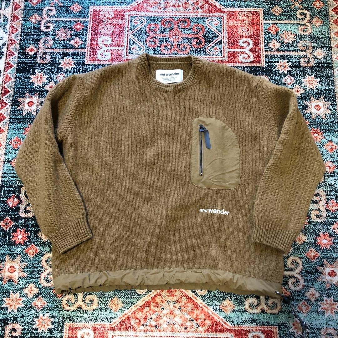 【送料込】 アンドワンダー andwander ウール ニットセーター