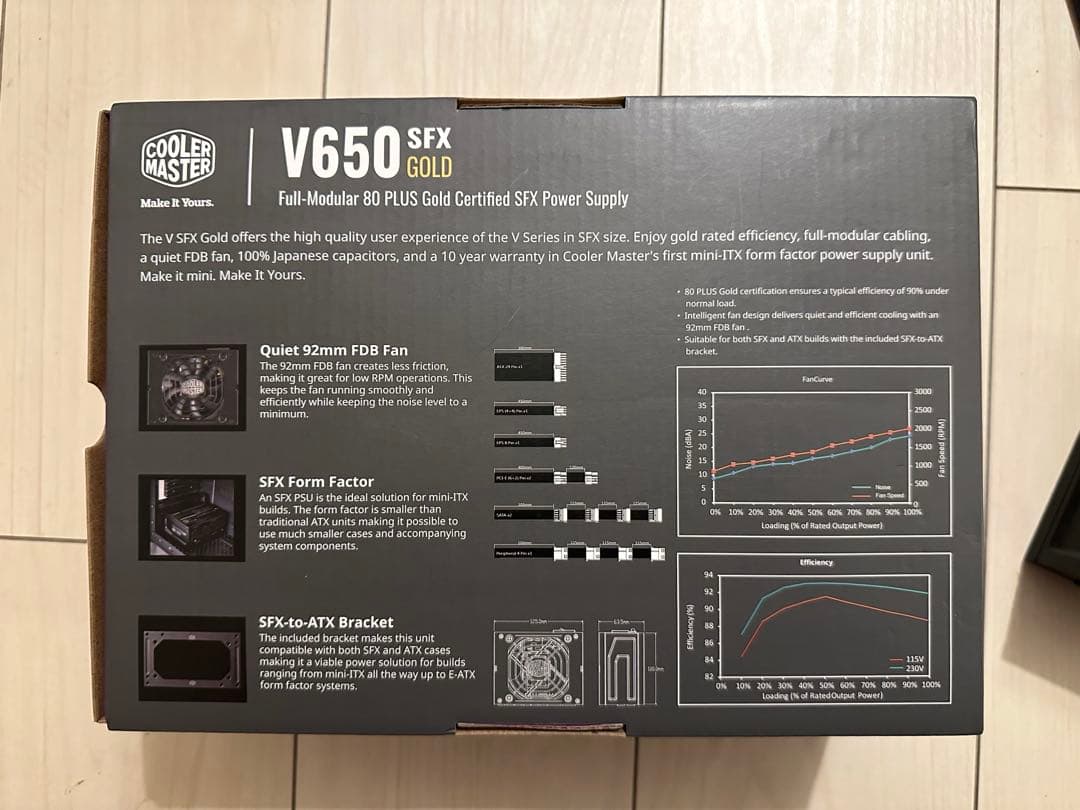 COOLER MASTER V650 SFX電源　80PLUS GOLD