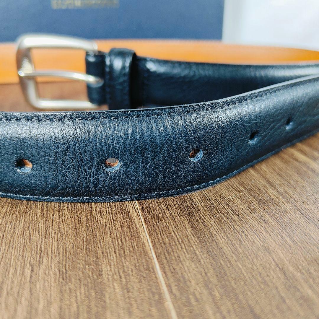 【新品未使用 箱付き】ポロラルフローレン　高級艶黒ドレスベルト　本革日本製正規品