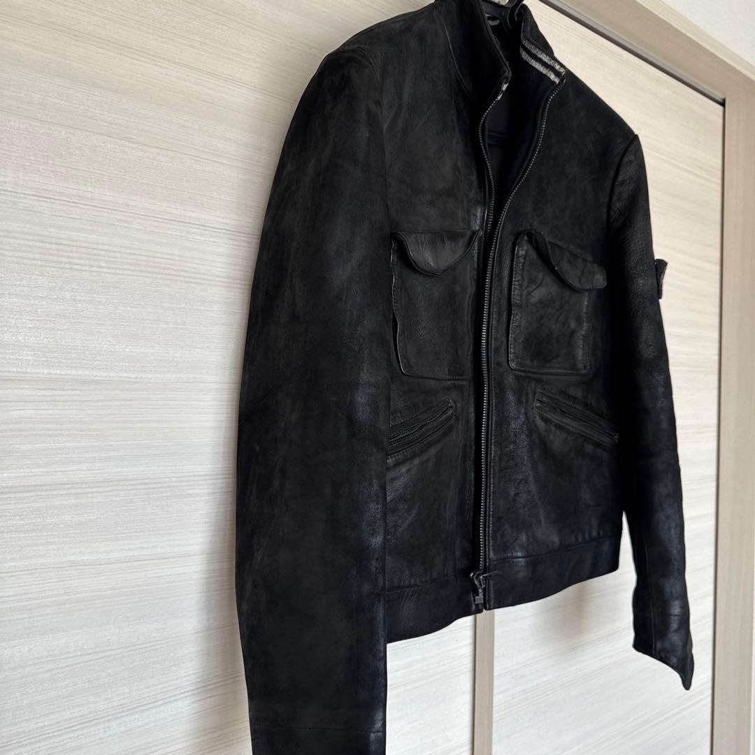 STONE ストーンアイランド レザーライダースジャケット XL 黒