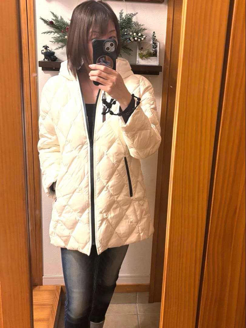 ★おすすめ★seninon ホワイト　フェザー　ダウンコート　ダルファイン