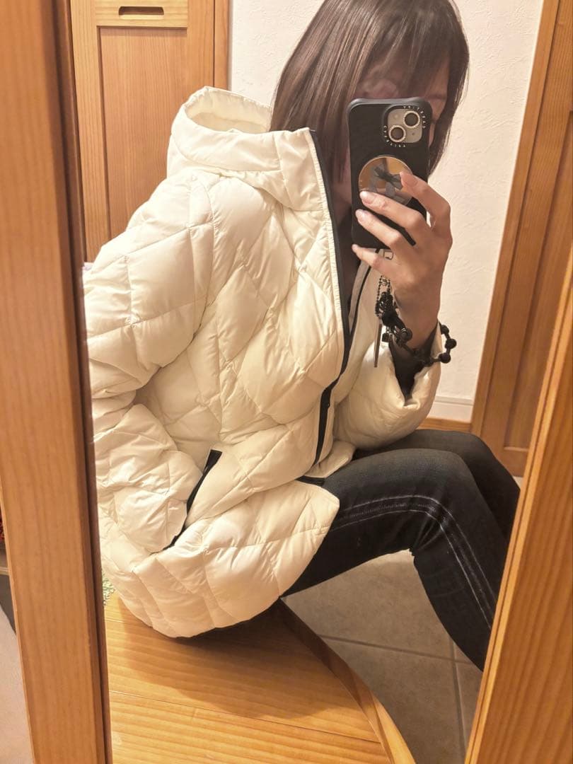 ★おすすめ★seninon ホワイト　フェザー　ダウンコート　ダルファイン