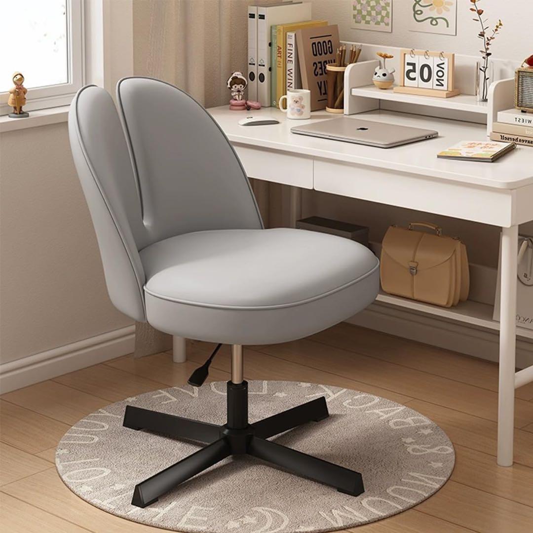 ライトグレー 二重背もたれ 椅子 合成皮革