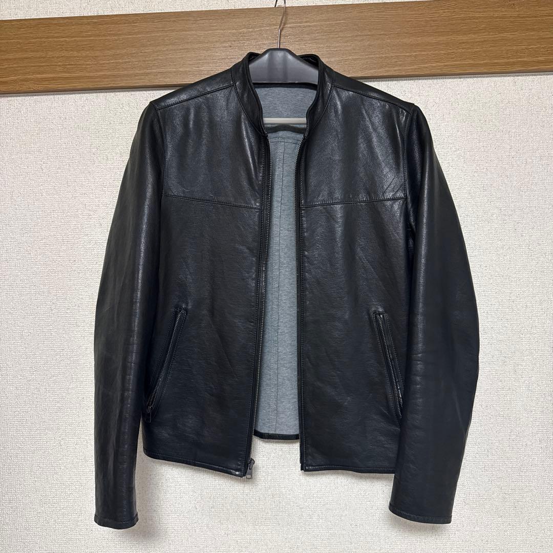 セオリー theory レザージャケット シングルライダース シープ　ブラック