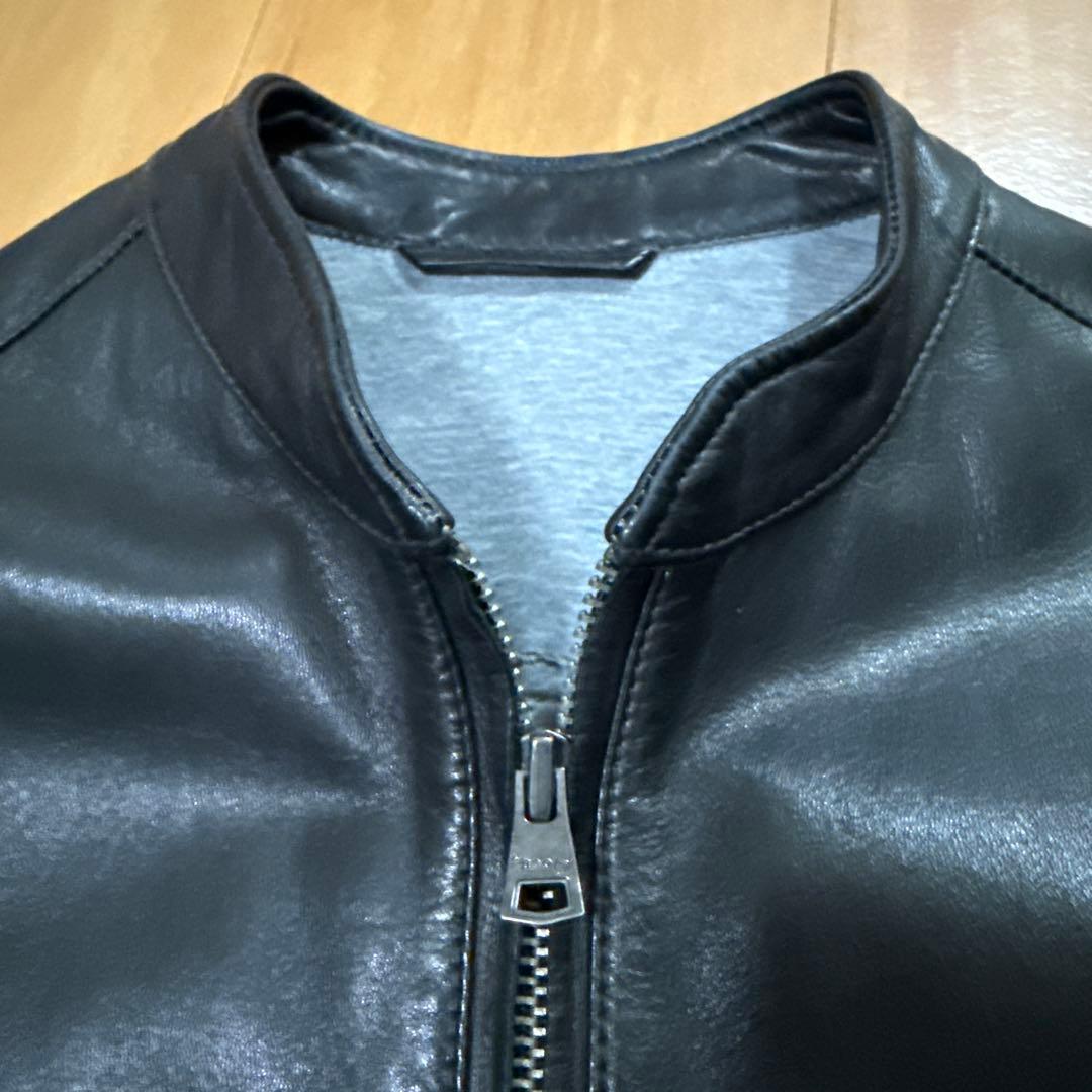 セオリー theory レザージャケット シングルライダース シープ　ブラック