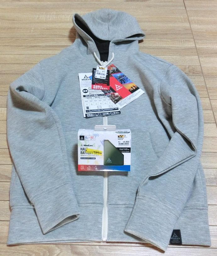ワークマンWindcore ｌサイズ ヒーターミドルフーディ＆バッテリーセット