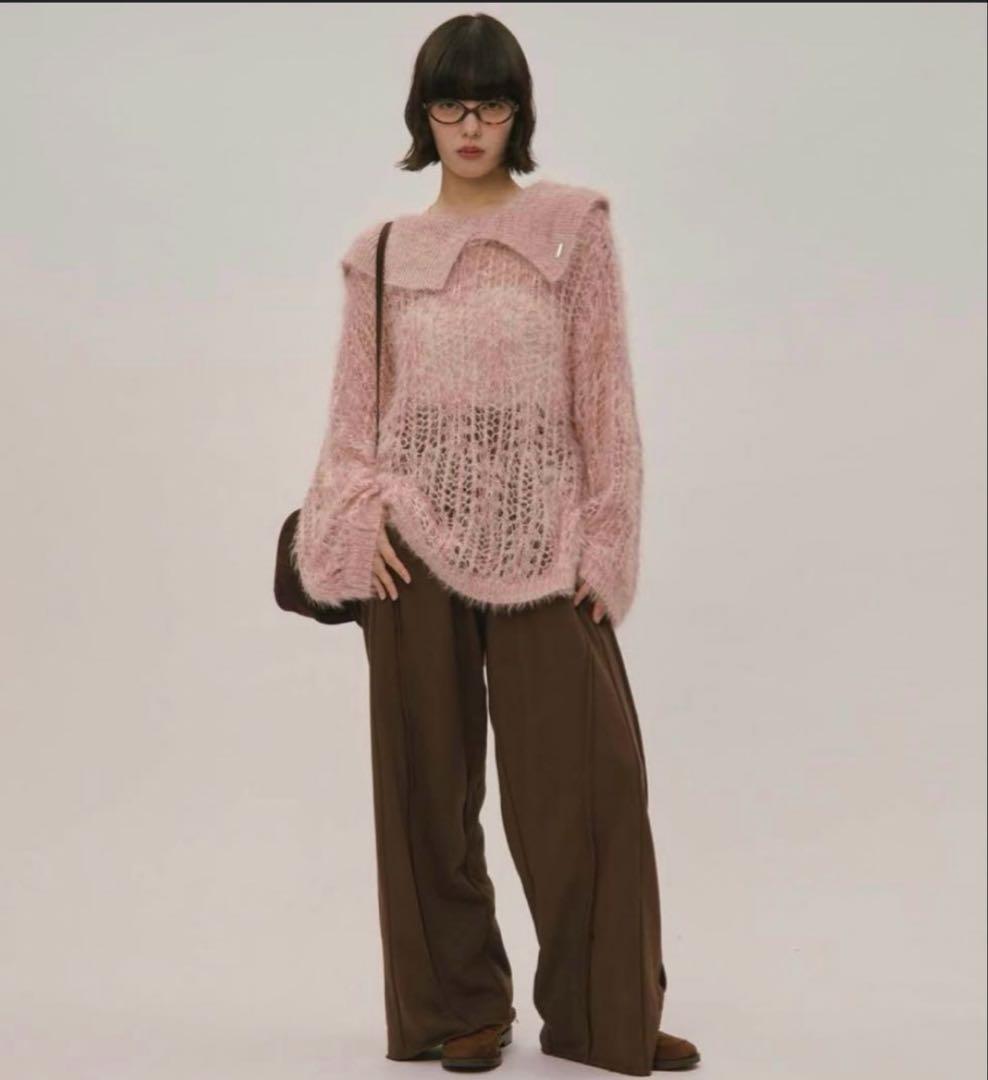 【完売品】　loin nuit シアーカラーニット　ピンク