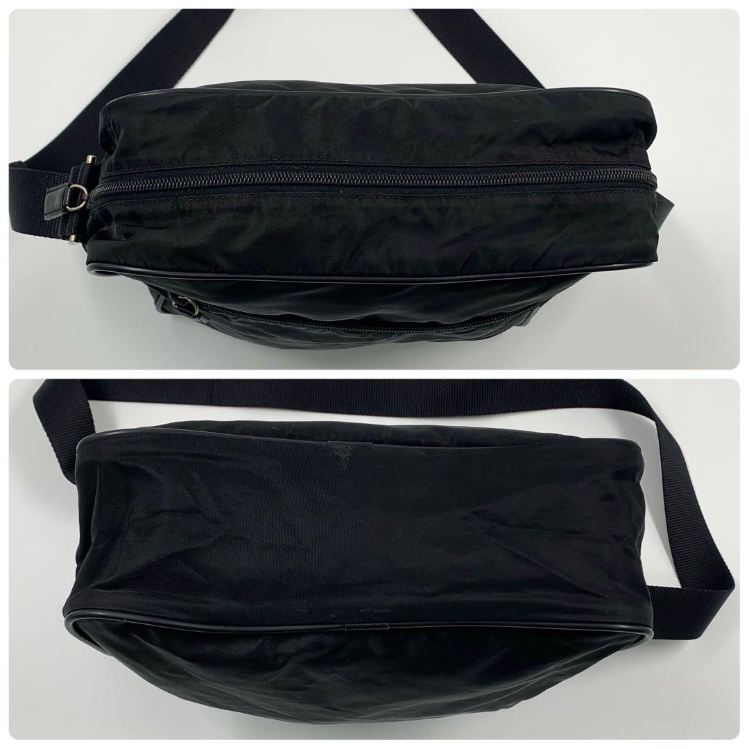【✨美品✨】プラダ ショルダーバッグ 三角ロゴ ナイロン レザー ブラック