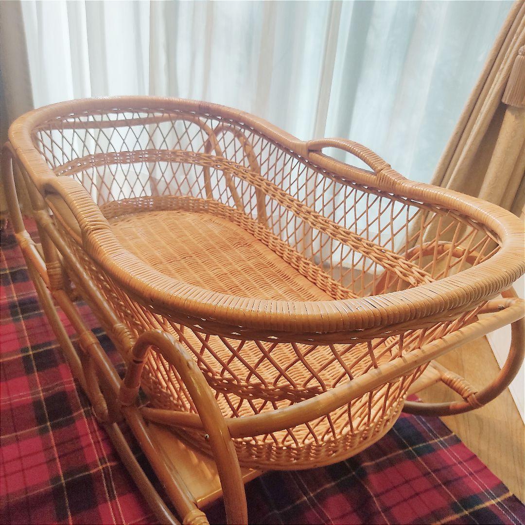 揺りかご　揺り籠　ラタン　籐　レトロ　クーハン　クーファン　バスケット　籠