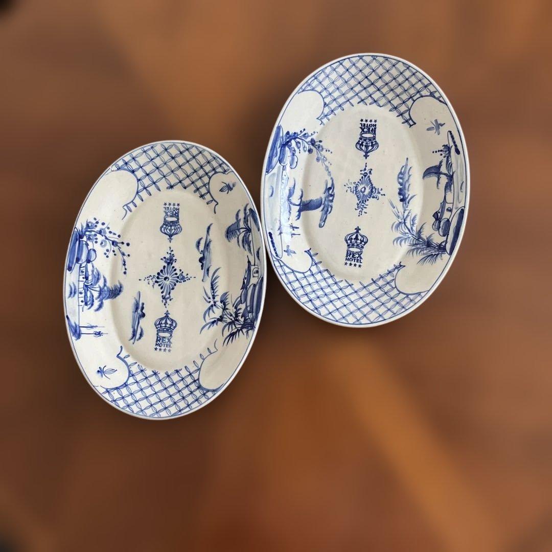 ベトナム　レックスホテルにの オーバル型陶器　皿2枚