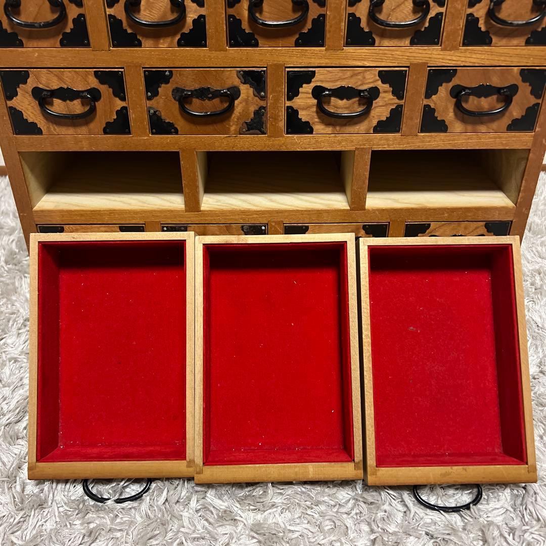 骨董品　薬箪笥　薬箱　小箪笥　5段小引き出し17杯 昭和レトロ 小物入れ ②