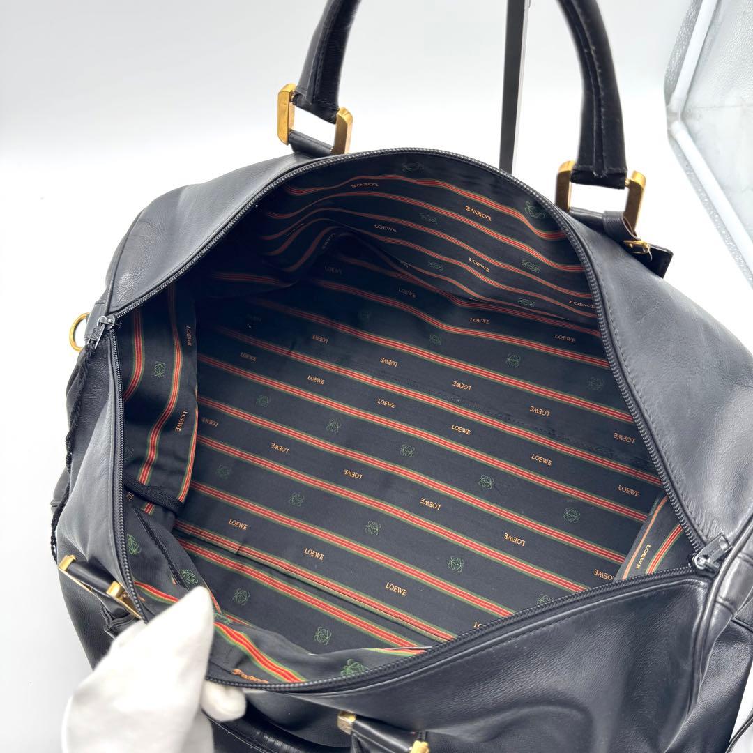 美品 ロエベ ボストンバッグ 2way アナグラム アマソナ50 大容量 黒