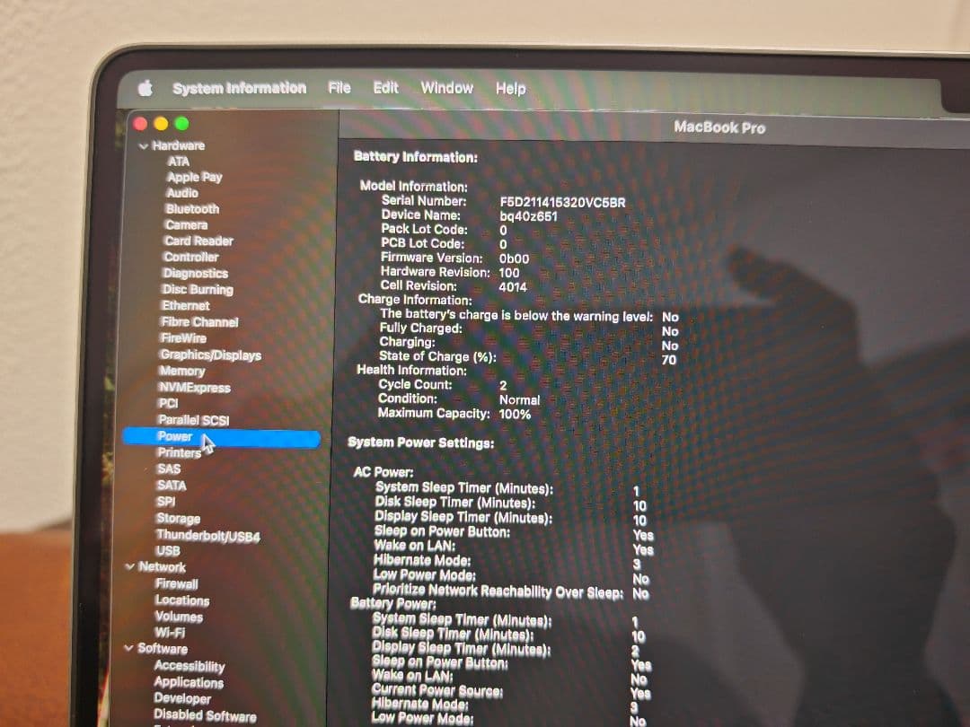 MACBOOK PRO M1 16インチ　32GB 512GB 充電回数:２回