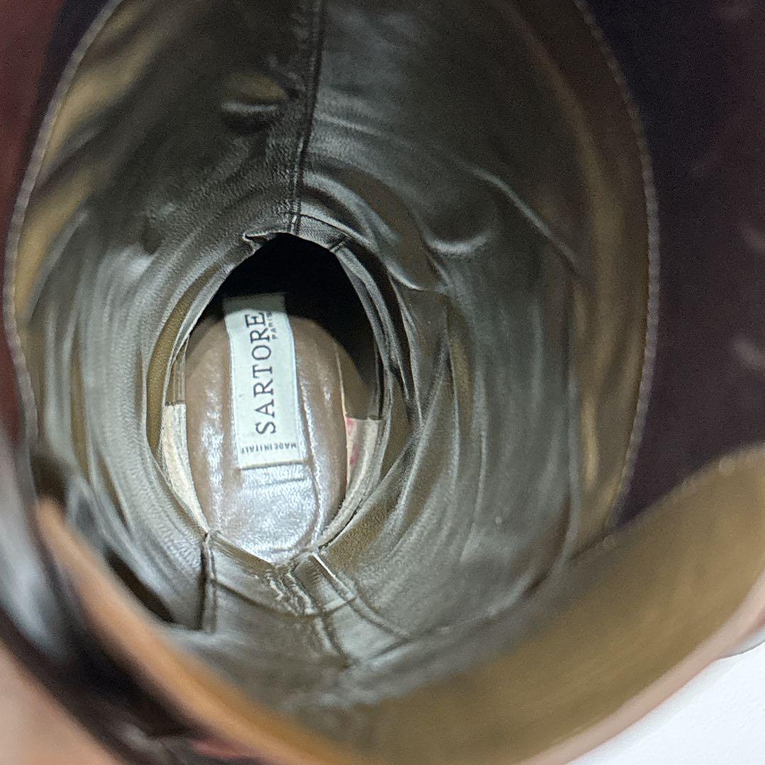 サルトル レザー ロングブーツ 黒　茶色　バイカラー ジョッキーブーツ 35