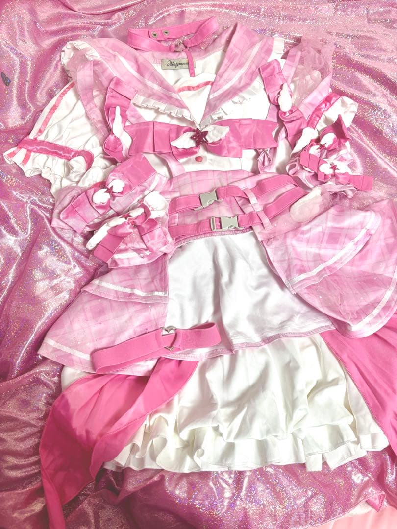 Malymoon♡魔法少女ファンシーチェックセーラー　♡ライトピンク♡