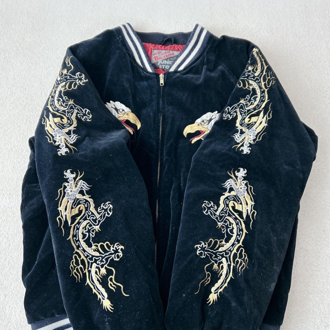 ジャングルストーム スカジャン キルティング 中綿 ドラゴン 鷲 ベロア調