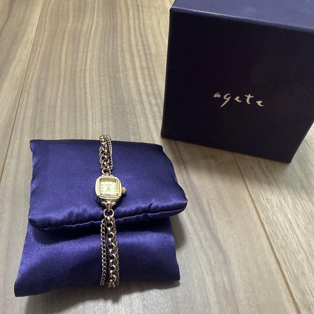 【agete】スクエアフェイスジュエリーウォッチ