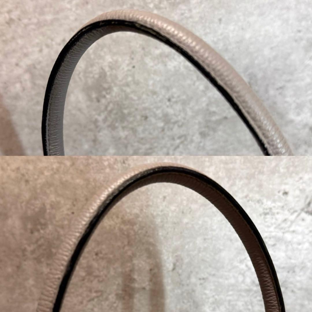 極美品 hinn ヒン トートバッグ シボ革 レザー グレー 大容量 A4○