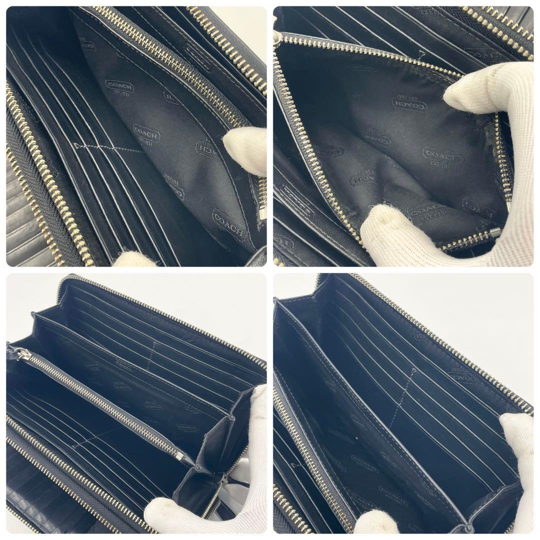 【美品】COACHコーチ シグネチャーエンボス Wジップ オーガナイザー 長財布