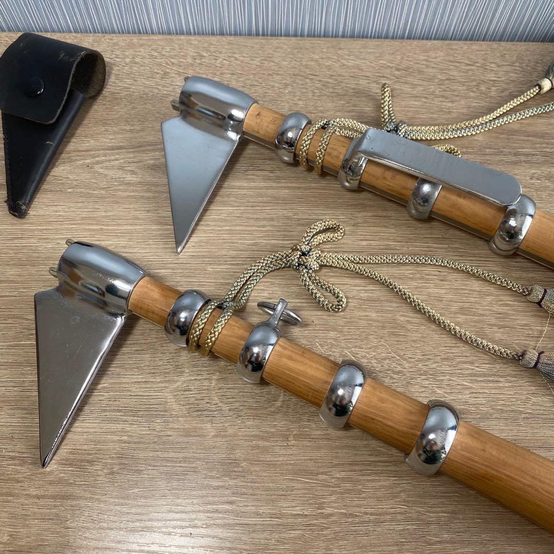 消防団 退団記念品 鳶口 一対 (2本) 祭礼用 木柄金具付 とび口