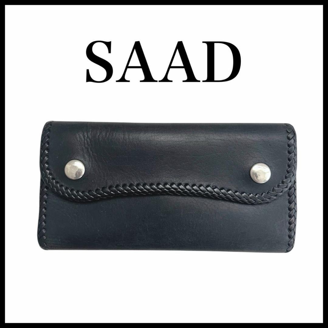 SAAD レザー　三つ折り　長財布　ブラック　黒　メンズ　BLK サード　本革