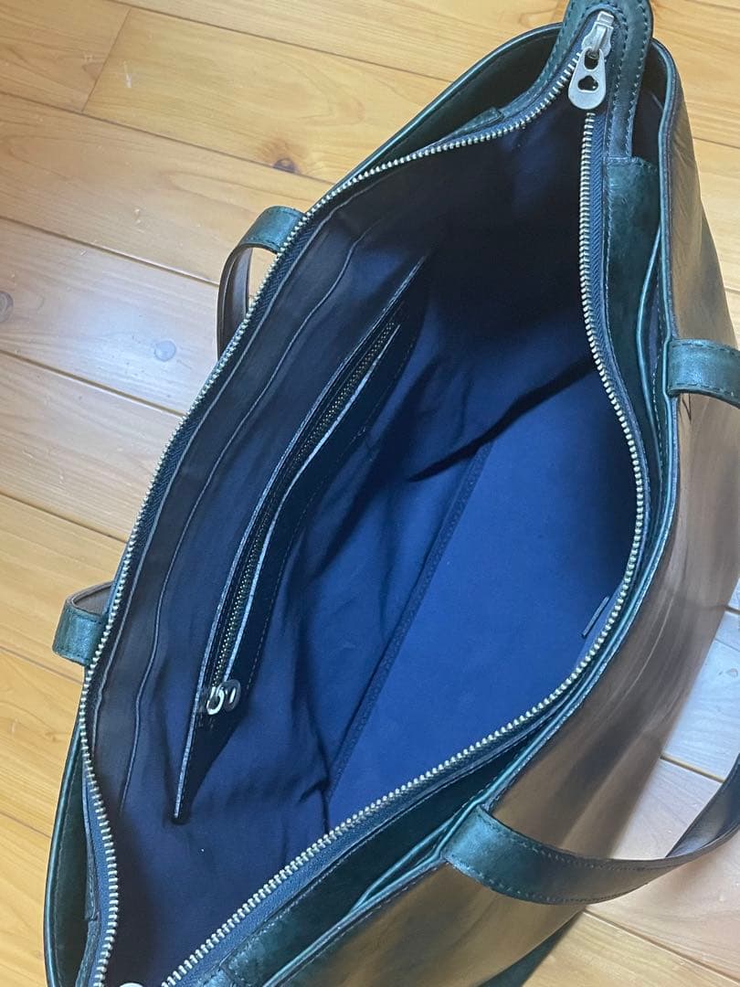 エルゴポック トートバッグ レザー ネイビー グリーン A4 HERGOPOCH