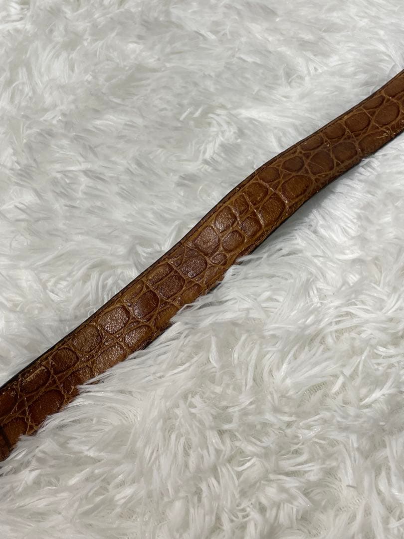 VERSACE ヴェルサーチ 型押しレザーベルト ブラウン 本革　幅3cm