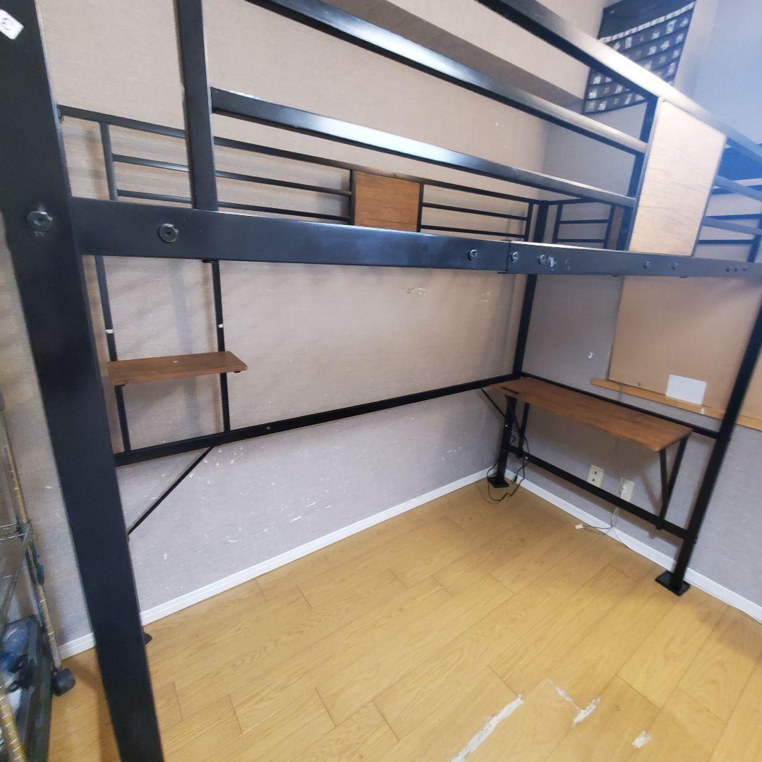 Chic ZONE ロフトベッド シングル パイプベッド デスク付き