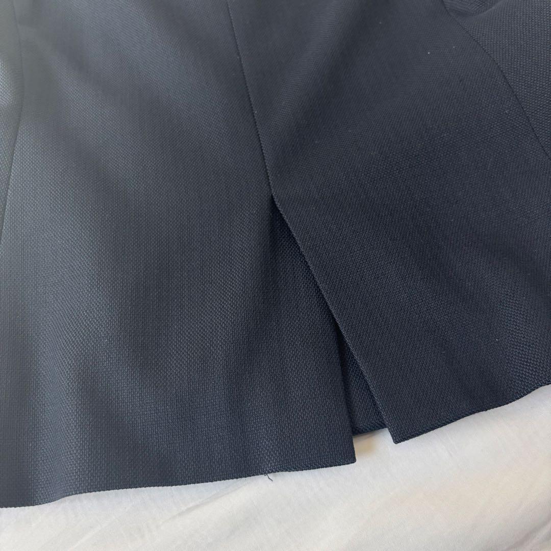 PLST ノーカラー セットアップ パンツスーツ Lサイズ 濃紺