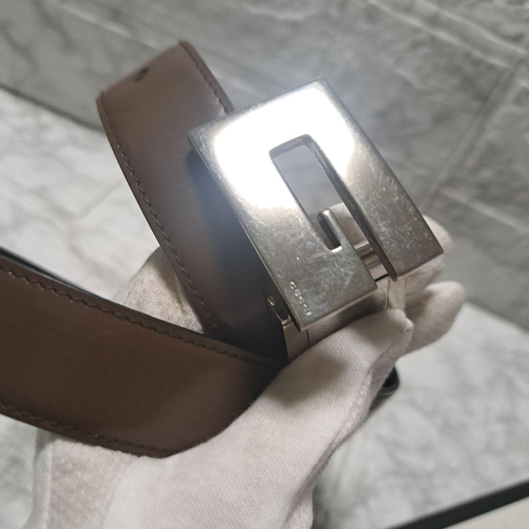 ✨️美品✨️GUCCI グッチ Gバックル 茶色 黒 リバーシブル ベルト
