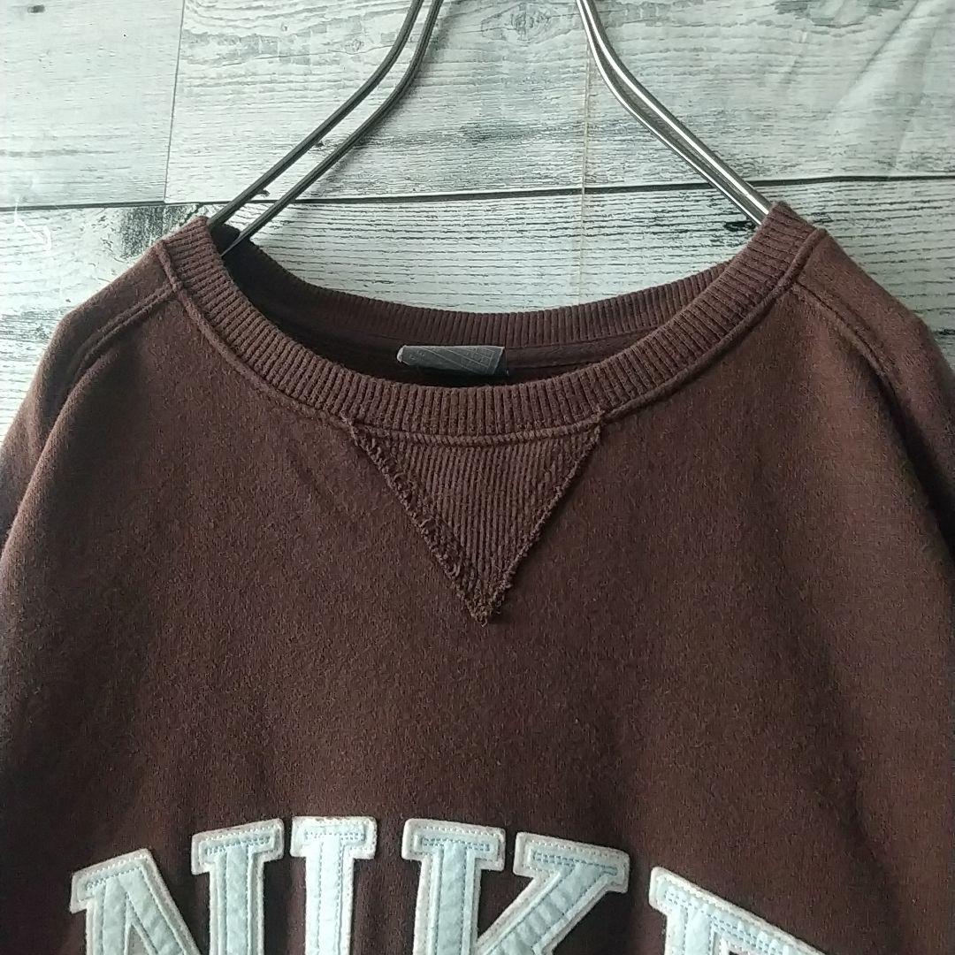 希少サイズ☆ナイキ 刺繍 センターロゴ アーチロゴ スウェット XL ブラウン