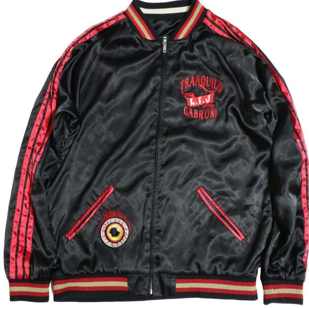 レア　スカジャン　刺繍　メンズ　新日本プロレス　リバーシブル　内藤哲也　スカル