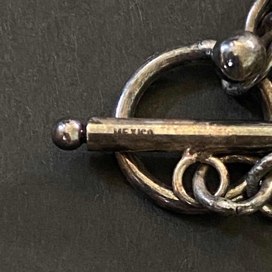 ヴィンテージ メキシコ シルバー パール DNA リンク ブレスレット いぶし銀