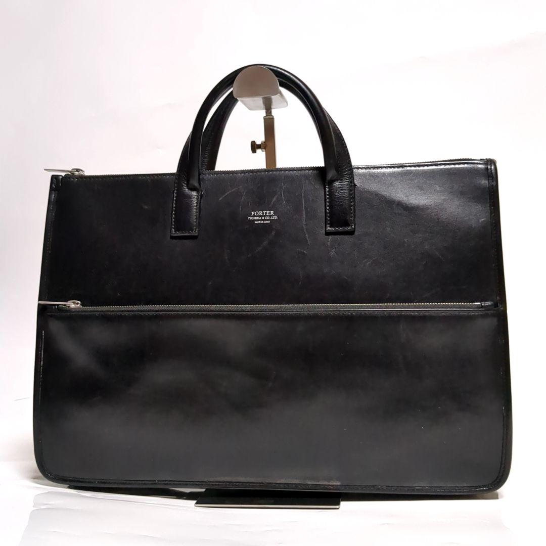 ✨PORTER✨クラーク ビジネスバッグ レザー ロゴ ブラック