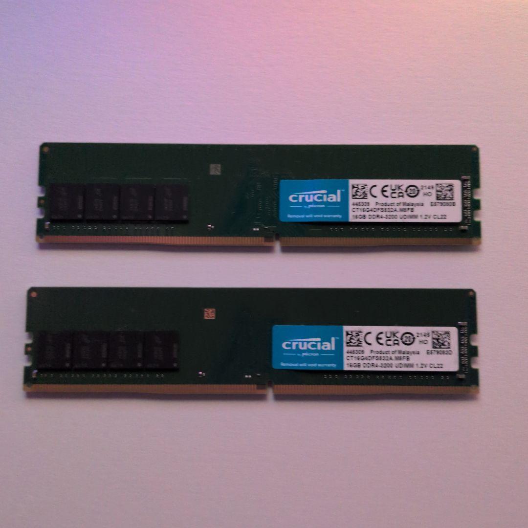 16GB×2 DDR4-3200 32GB Crucial メモリセット