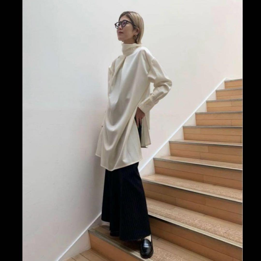 CABaN ウールツイル ハイネックロングシャツ S